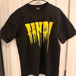 Fendi Black Tee with Vibrant Yellow Graphic